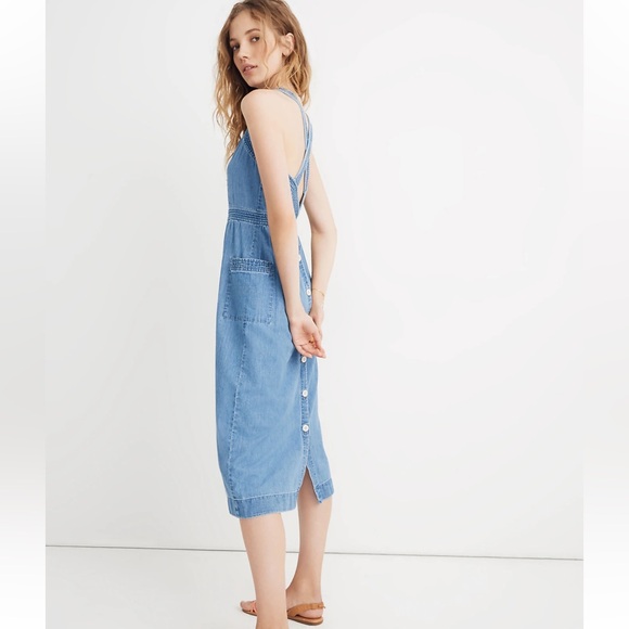 Madewell Tall Denim Apron Midi Dress - Picture 2 of 8